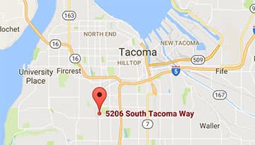 Map to Armor Athletics at 5206 South Tacoma Way